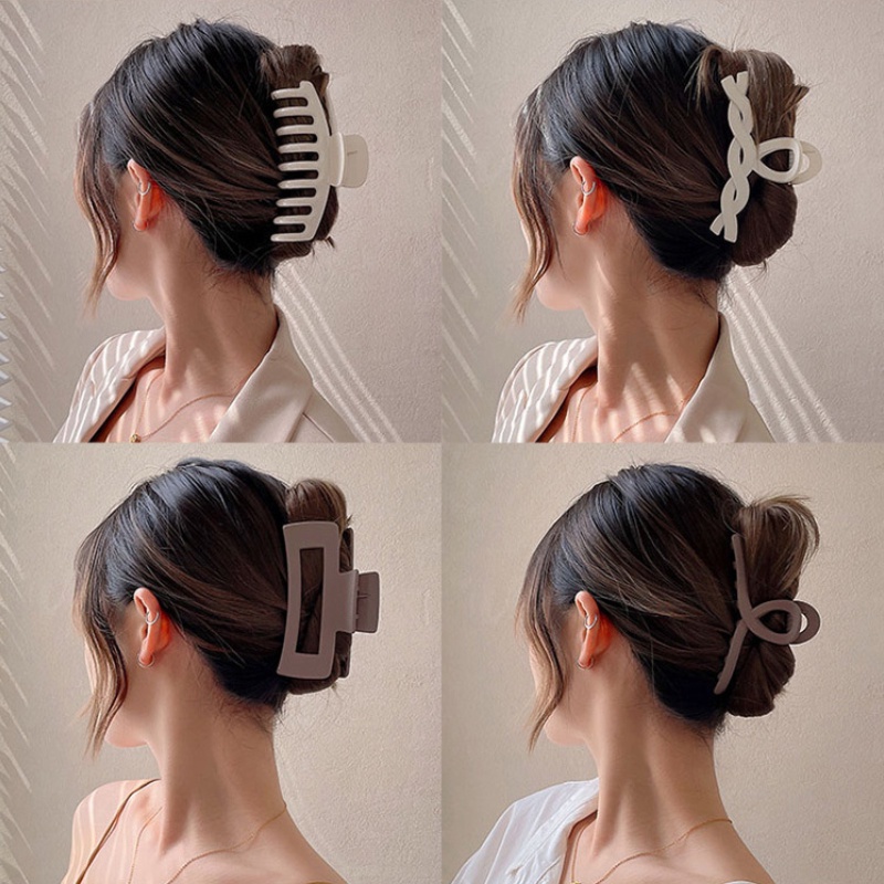 Kẹp Tóc Màu Khaki Kiểu Dáng Cổ Điển Thời Trang Hàn Quốc Dành Cho Nữ