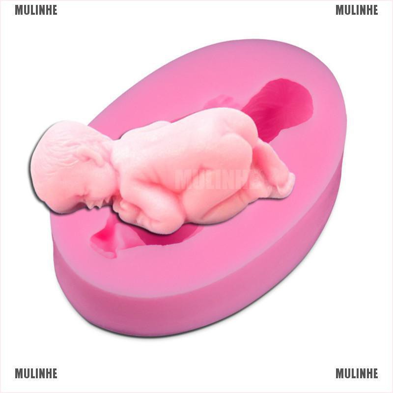 Khuôn làm xà phòng/bánh hình em bé đang ngủ 3d dễ thương xinh xắn