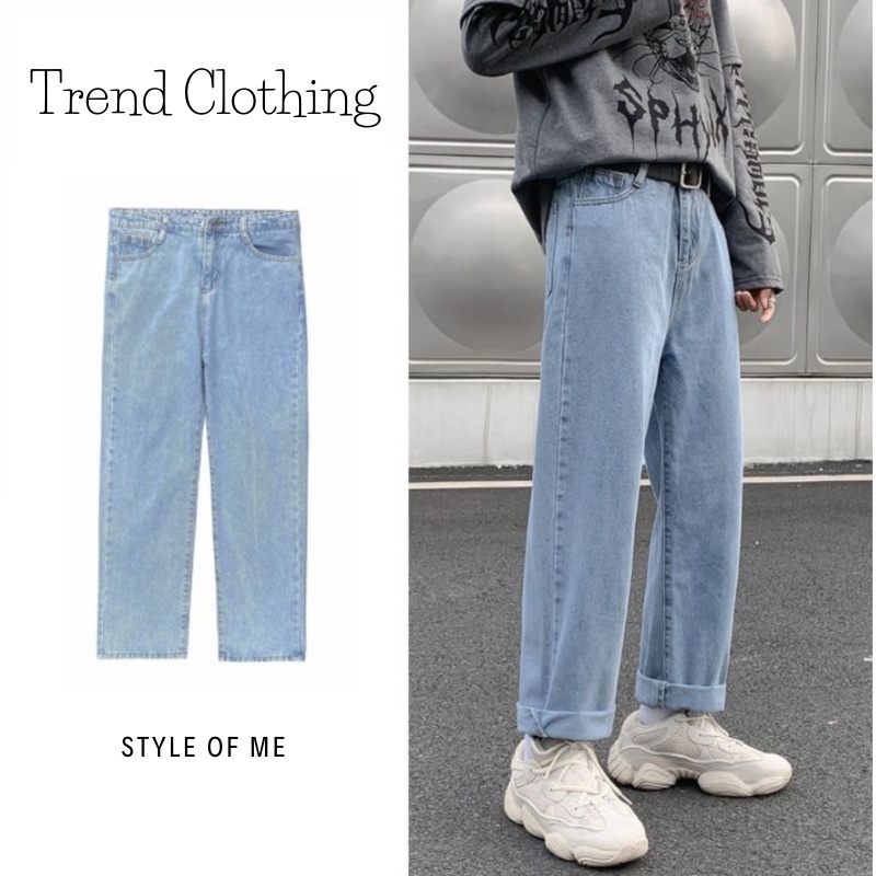 &quot; HOT HOT&quot; Quần Jean nam, Quần Jeans baggy XANH SKY ống suông, rộng, hottrend 2022-Trend Clothing!