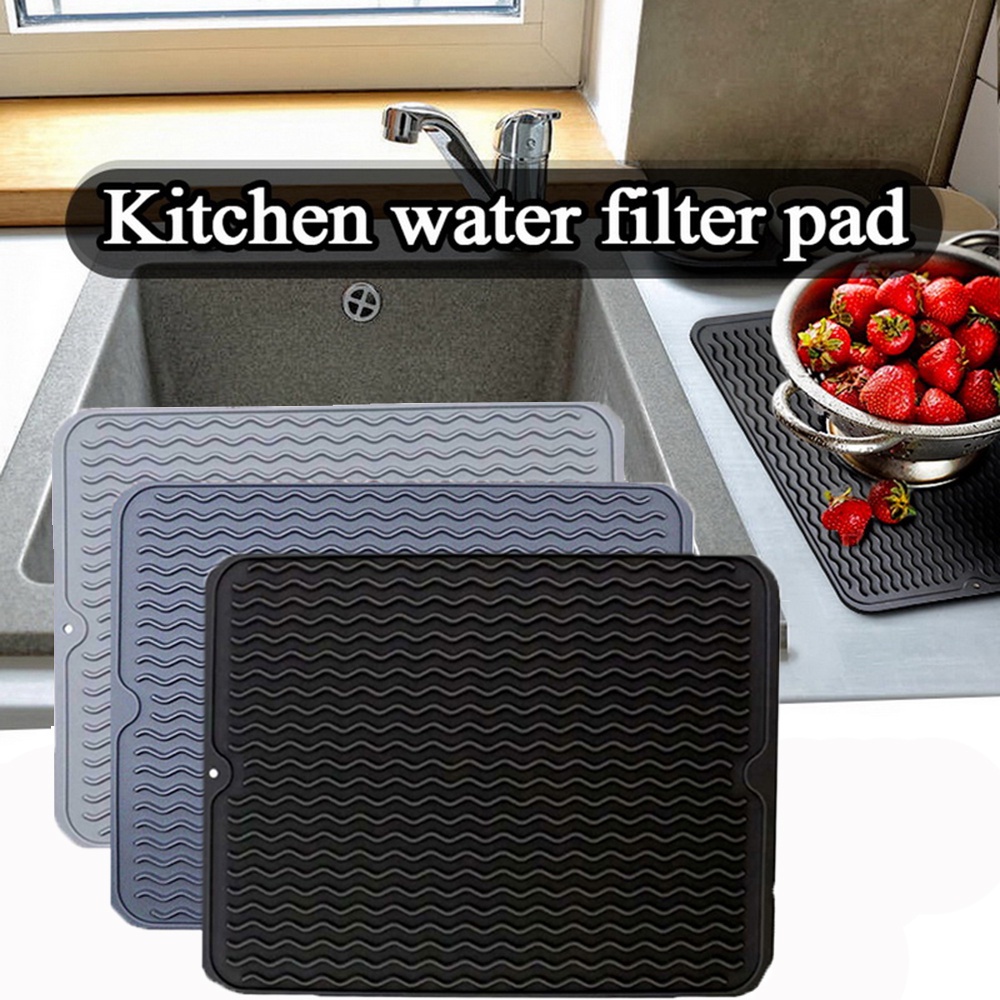 DORAW Kitchen Silicone Drying Mat Non-slip Placemat Heat Insulation Pad Wave Draining Pad Dish Holder Heat Resistant Foldable Table Mat/Multicolor