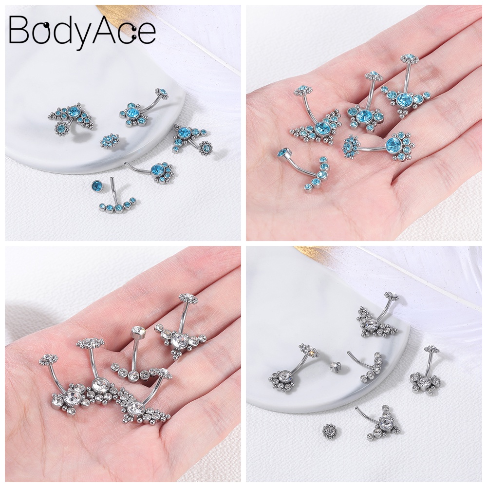 1 Bộ Khuyên RốN HìNh Tim ĐíNh Đá BằNg ThéP Không Gỉ