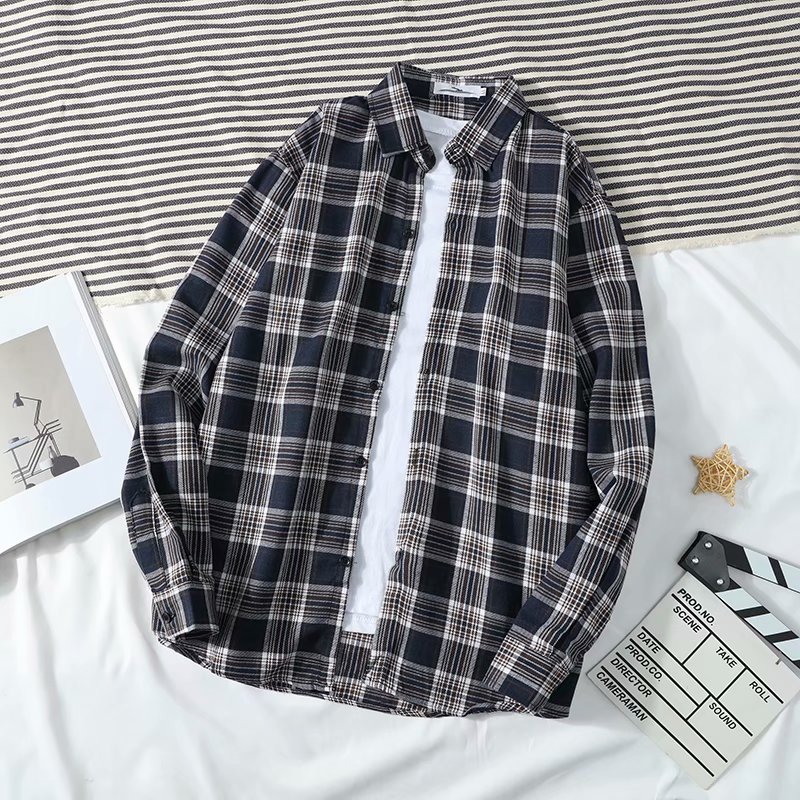 Áo Sơ Mi Dài Tay Họa Tiết Ca Rô Thời Trang Cho Nam