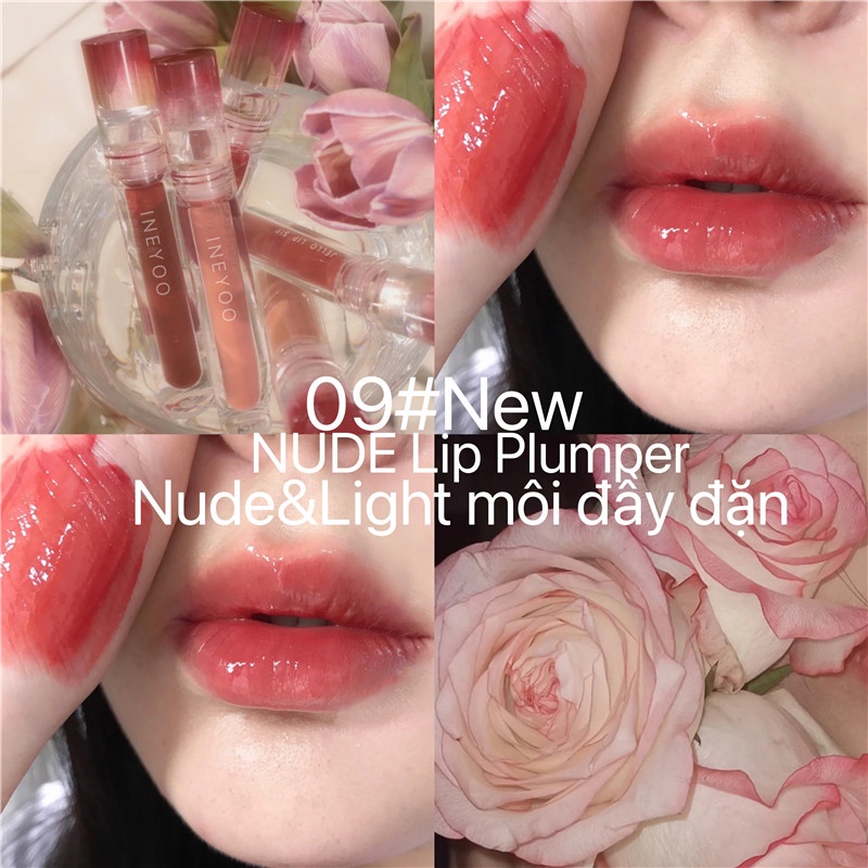 Son Bóng Ineyoo/Oulesong Màu Nude Nhạt Mềm Mượt Nuôi Dưỡng Môi Chống Thấm Nước