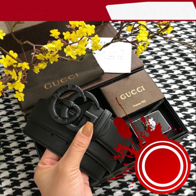 【Hàng sẵn sàng】 Thắt lưng nam sịn dây lưng nam hai mặt mặt logo mặt vuông màu đen hàng cao cấp tặng hộp túi giấy