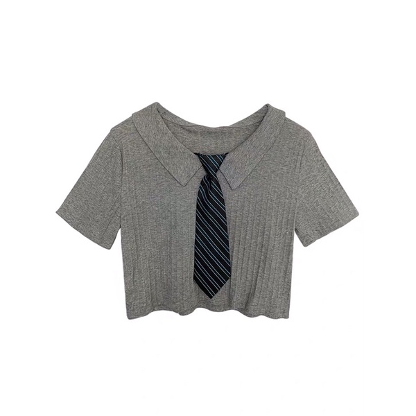 Áo croptop kèm cà vạt học sinh phong cách hàn quốc | BigBuy360 - bigbuy360.vn