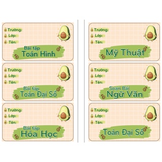 combo 24 nhãn vở cấp 2, cấp 3,Nhãn Vở Môn Học viết sẵn cấp 2,3 và được tặng kèm nhãn trống - Sticker Ham Học