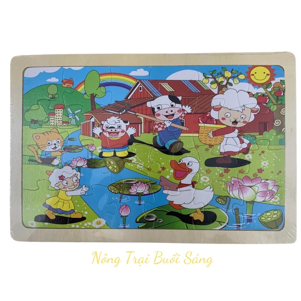 Đồ chơi Tranh Ghép Hình 24 Miếng Bằng Gỗ Cho Bé, Tranh Xếp Hình 24 Mảnh Bằng Gỗ Giúp Bé Phát Triển Trí Tuệ, Tư Duy
