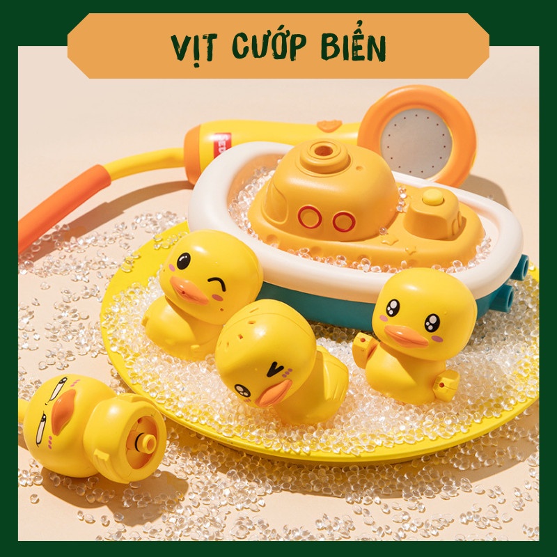 Đồ chơi nhà tắm trẻ em vịt cướp biển phun nước dễ thương kèm vòi sen – quà tặng mùa hè cho bé, đồ chơi bể bơi, du lịch