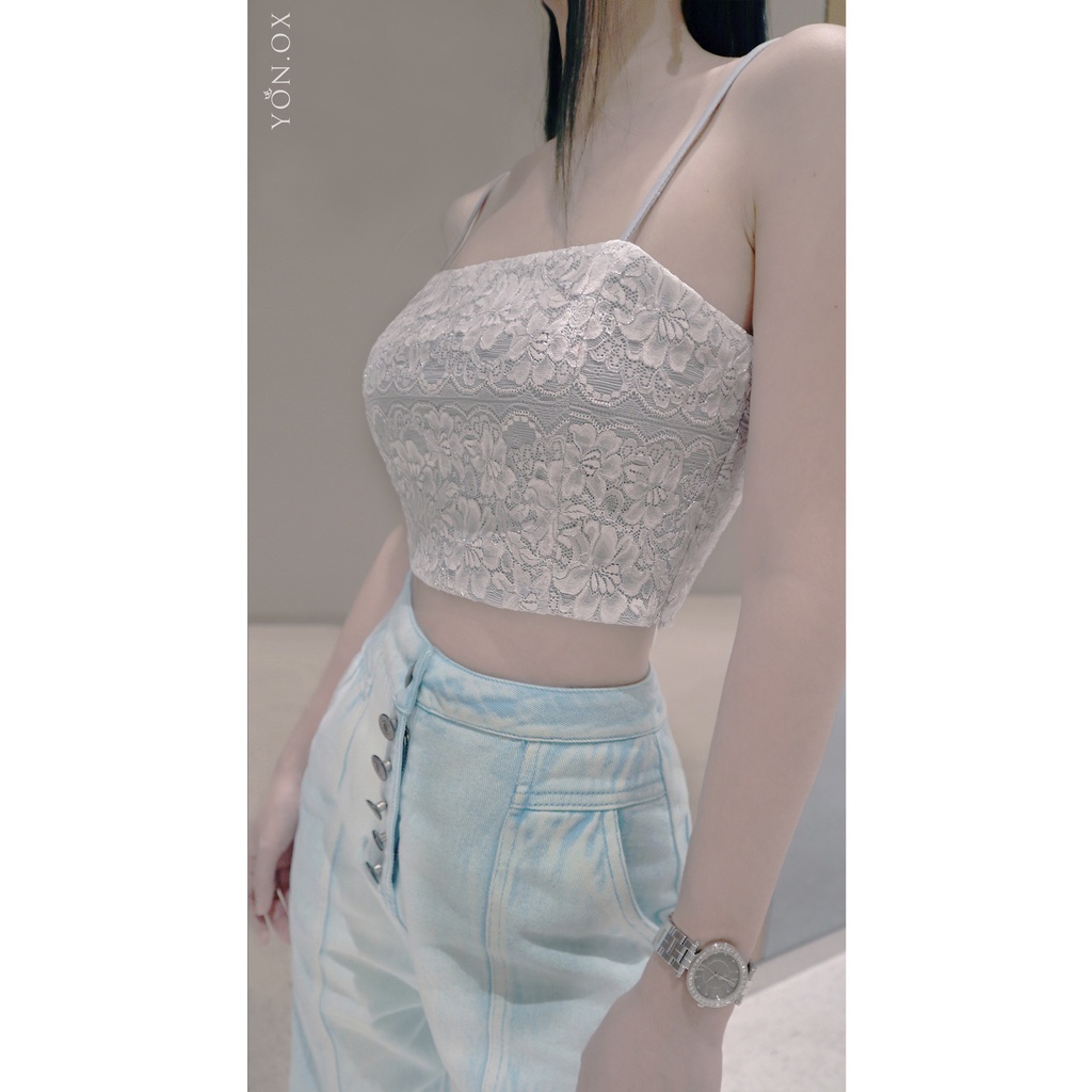 [Ảnh thật] YONOX ÁO TURQUO PASTEL REN TOP CROPTOP