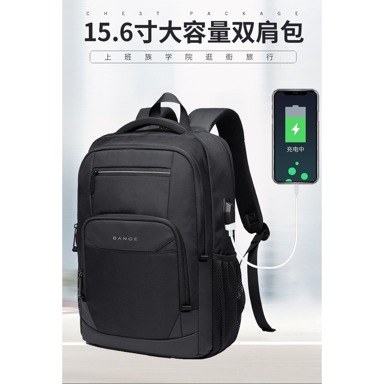 Bange bange Ba Lô Đựng laptop Chống Nước Có Cổng Sạc usb Ngoài Trời Cho Nam