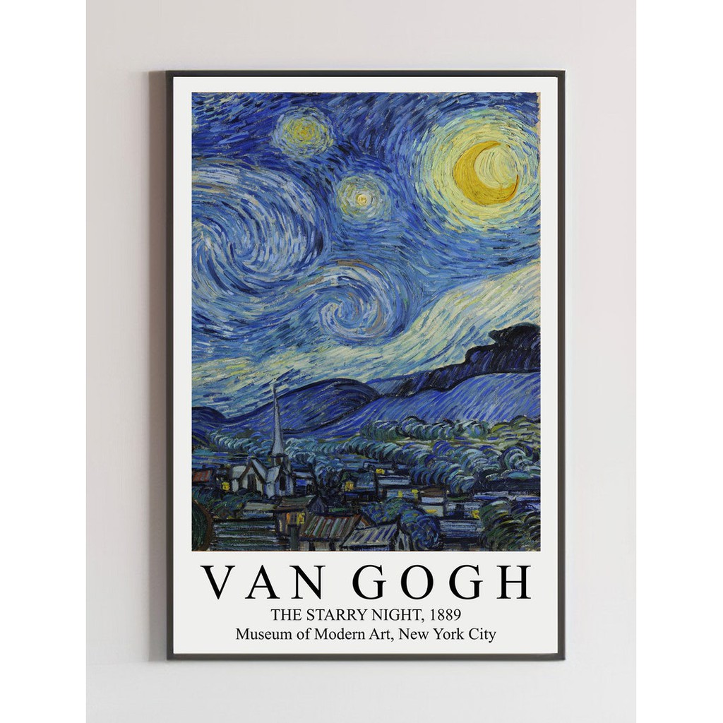 Tranh treo tường bầu trời sao của Van gogh, tranh canvas chống nước có đinh tặng kèm