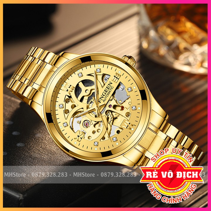 Đồng hồ cơ nam Fngeen 6018 cơ lộ máy, automatic tự động, dây thép không gỉ cao cấp chính hãng [Tặng tháo dây]