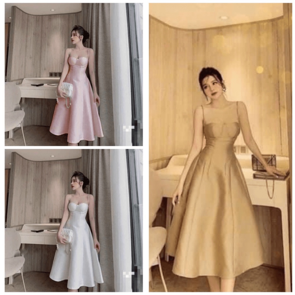 (Free ship) Mẫu Đầm Hai Dây Dáng Xòe Cực HOT Freesize Cho CHị Em 40-55kg UP VLTN Shop