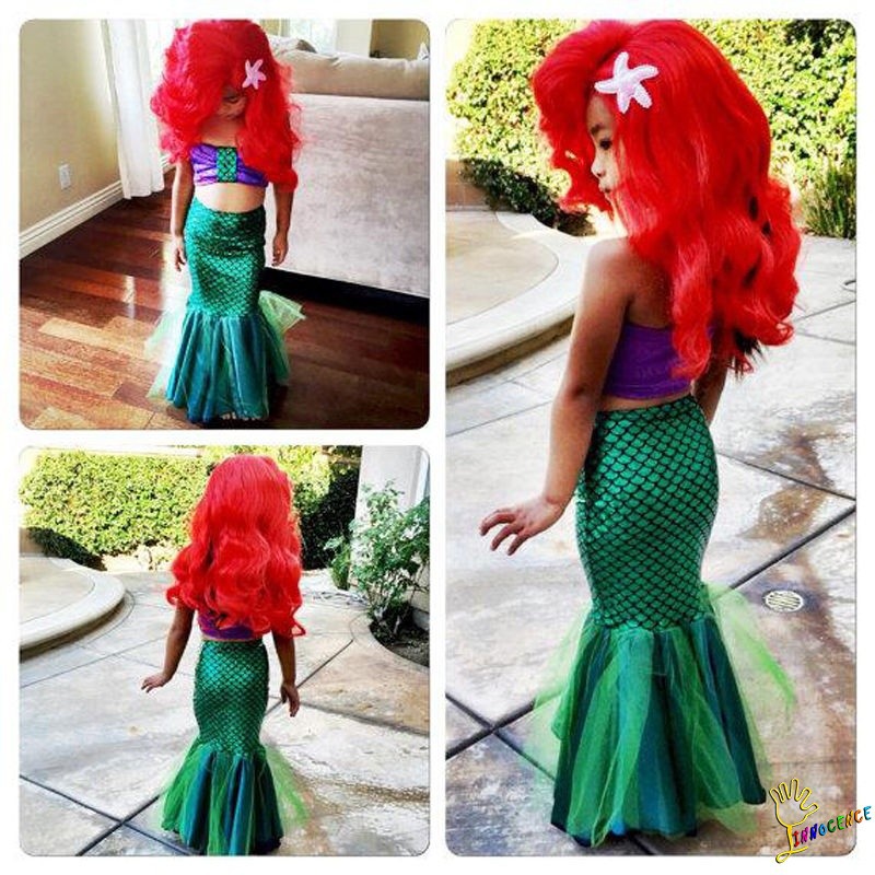 ❤XZQ-Baby Girls Little Mermaid Set Costume Bikini Swimwear Swimsuit Outfits Dress