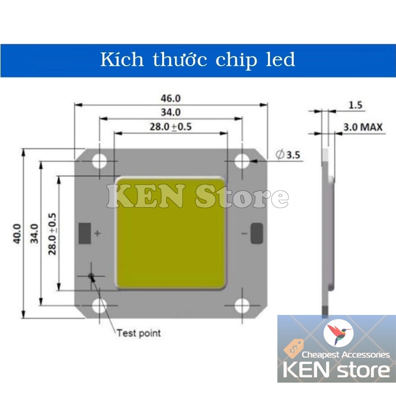 Chip led, nhân led 50W điện 12V DC