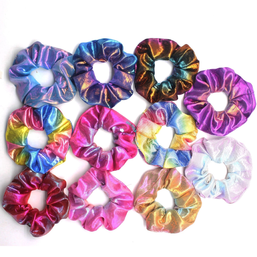 Thun cột tóc co giãn màu laser thời trang dành cho nữ