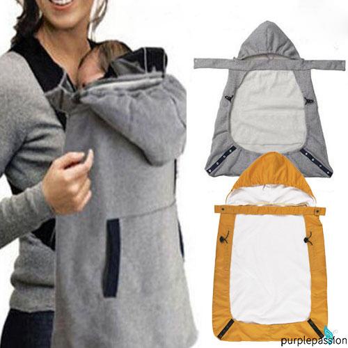 Đai địu em bé bằng vải nỉ chống gió giữ ấm mùa đông có túi điều chỉnh được
