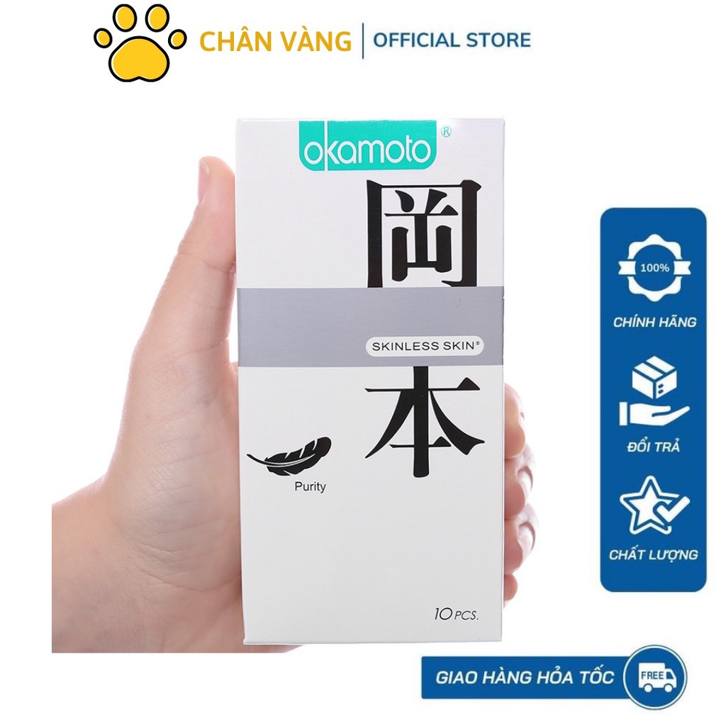 Combo 2 Hộp Bao Cao Su Okamoto Skinless Skin Purity Không Mùi Tinh Khiết Hộp 10 Cái