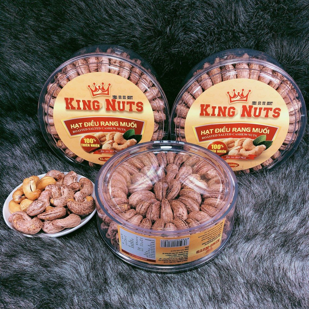 500Gr Hạt Điều Rang Muối A+ Loại 1 KingNuts Hộp Tròn