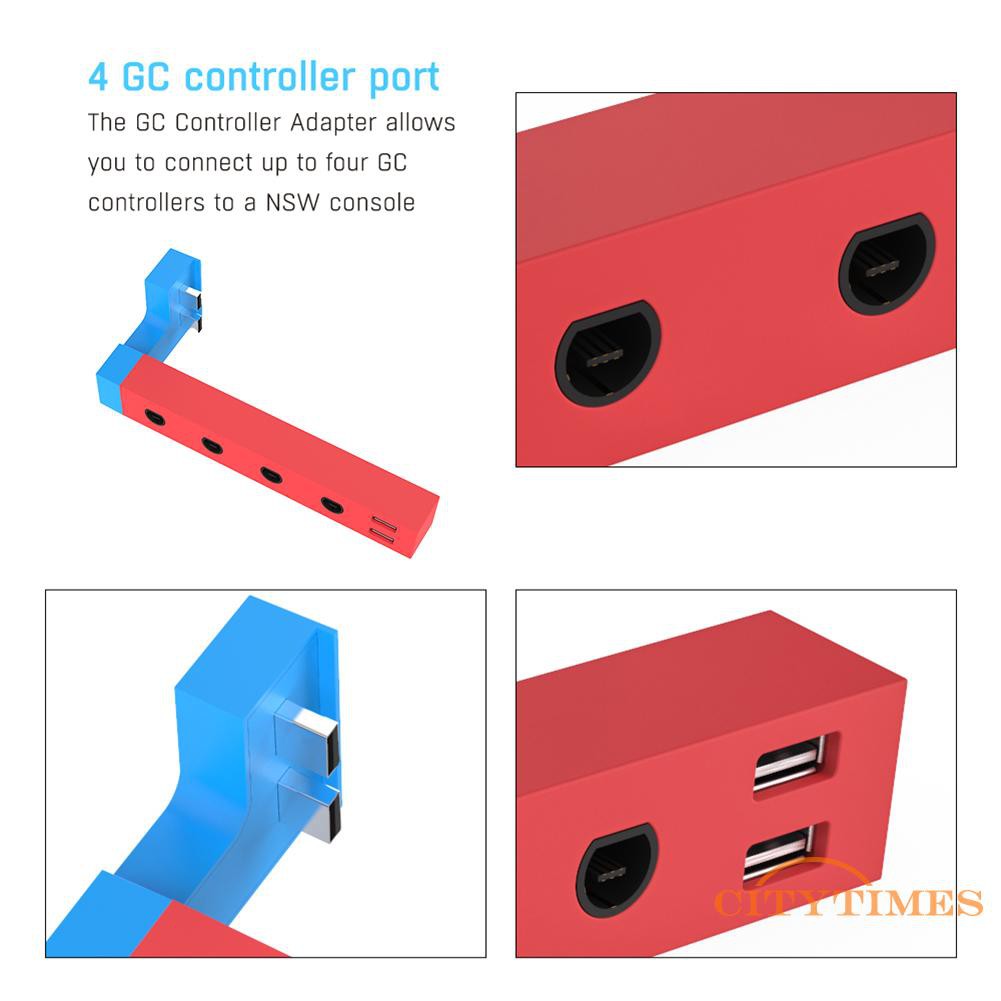 Đầu Nối 4 Cổng Usb Kèm 2 Cổng Usb Cho Tay Cầm Chơi Game Nintendo Gamecube