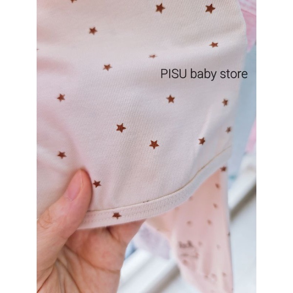 Lil little love - Bộ cài chéo dài tay, bộ body petit in sao nhí cho bé sơ sinh 0-6m