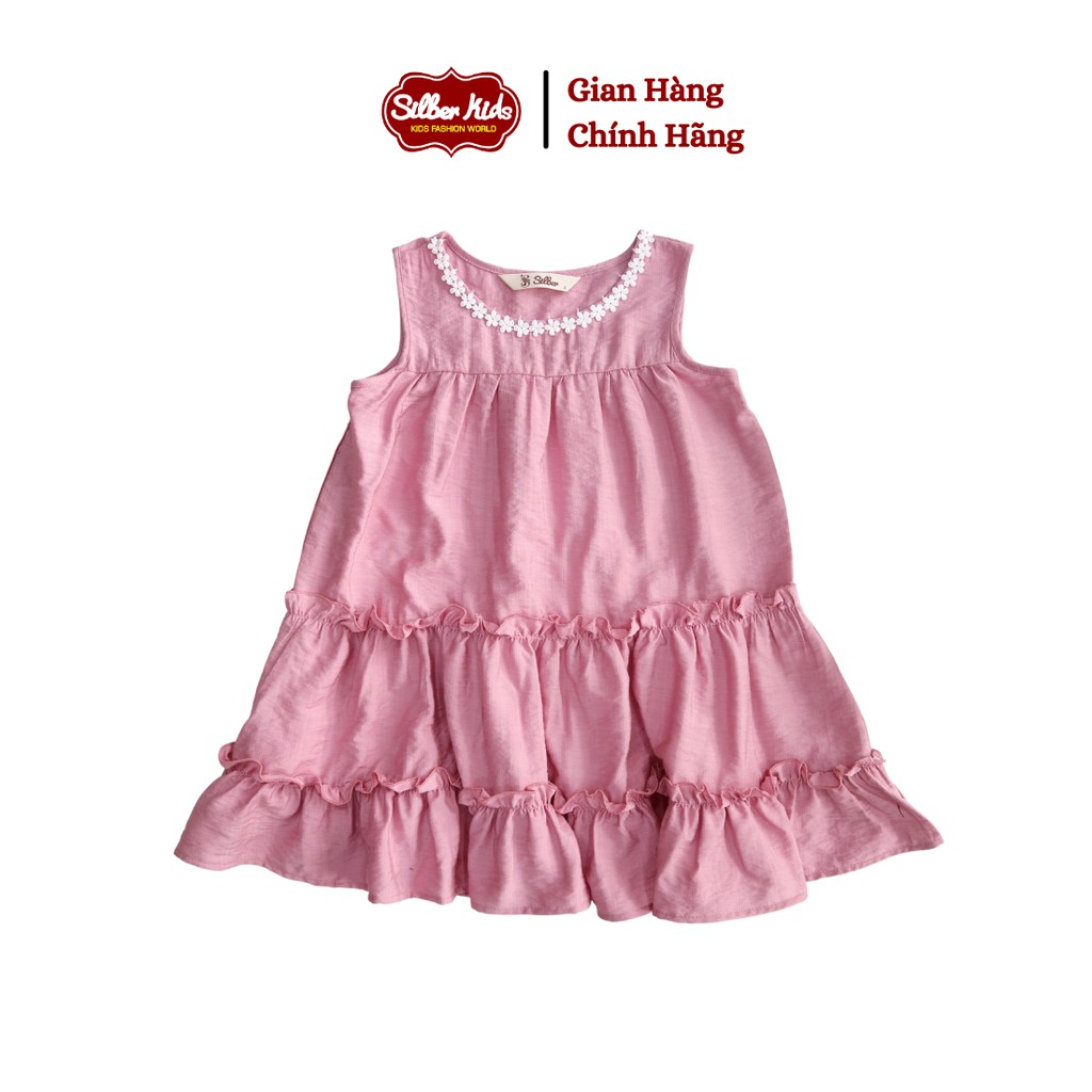 Váy Bé Gái 10-24kg Sát Nách Phối Bèo Nổi 2 Tầng Dáng A Xòe SILBER KIDS