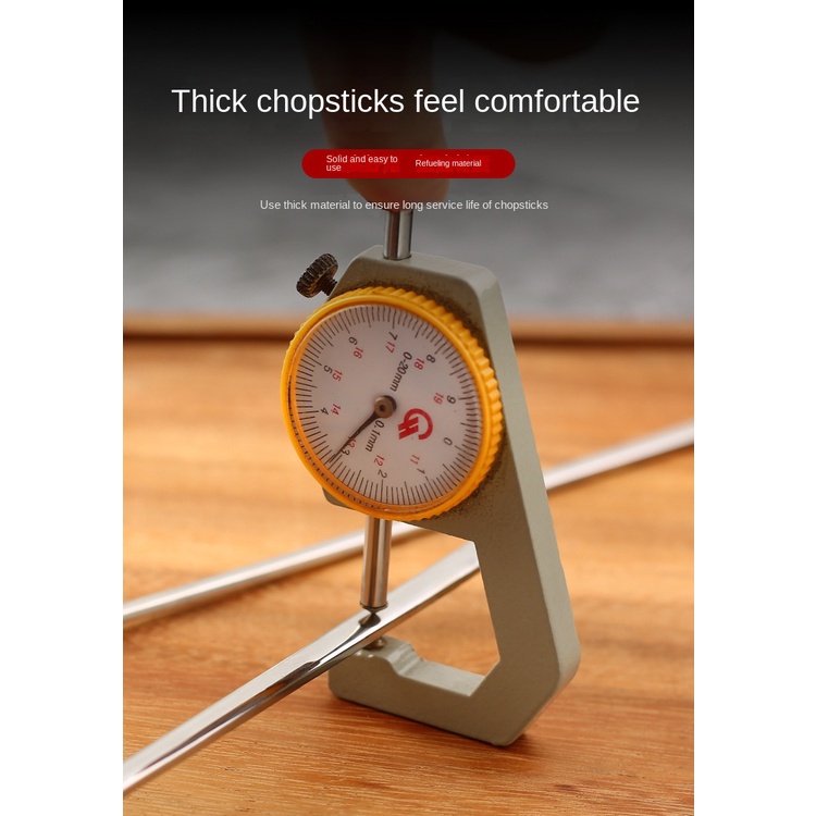 Đũa Bằng Thép Không Gỉ 304 Dày Dặn Chống Trượt Màu Vàng Đồng Phong Cách Hàn Quốc