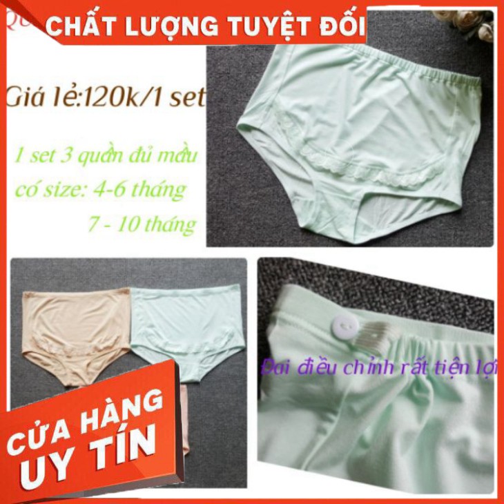 (Cao cấp) Set 3 quần lót bà bầu cạp cao (ảnh thật)