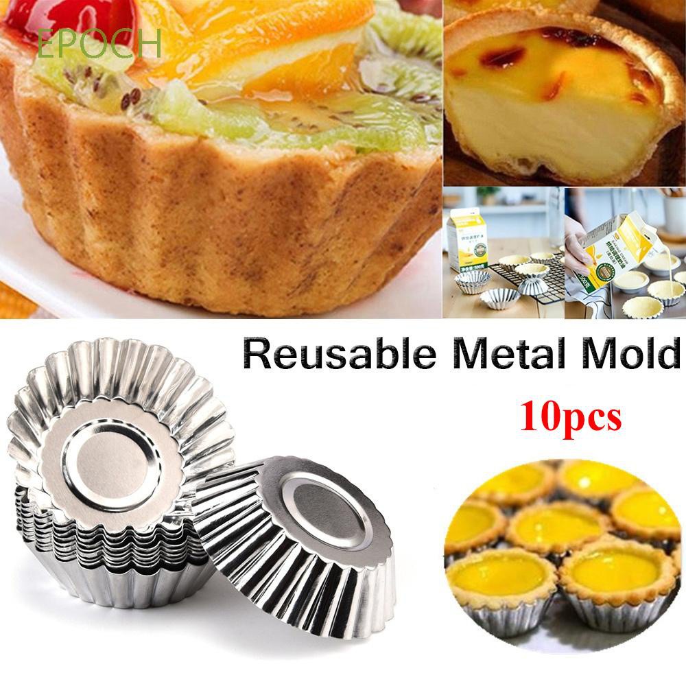 Epoch Khuôn Làm Bánh Tart Trứng Chống Dính Hình Bông Hoa Nhiều Màu Có Thể Tái Sử Dụng