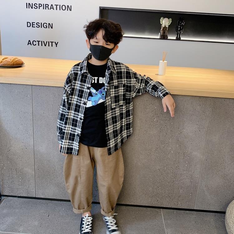 Set Áo Sơ Mi Trắng Tay Dài Dáng Rộng + Quần Dài Phong Cách Hàn Quốc Mẫu Mới Thời Trang Xuân Thu Cho Bé Trai 2022