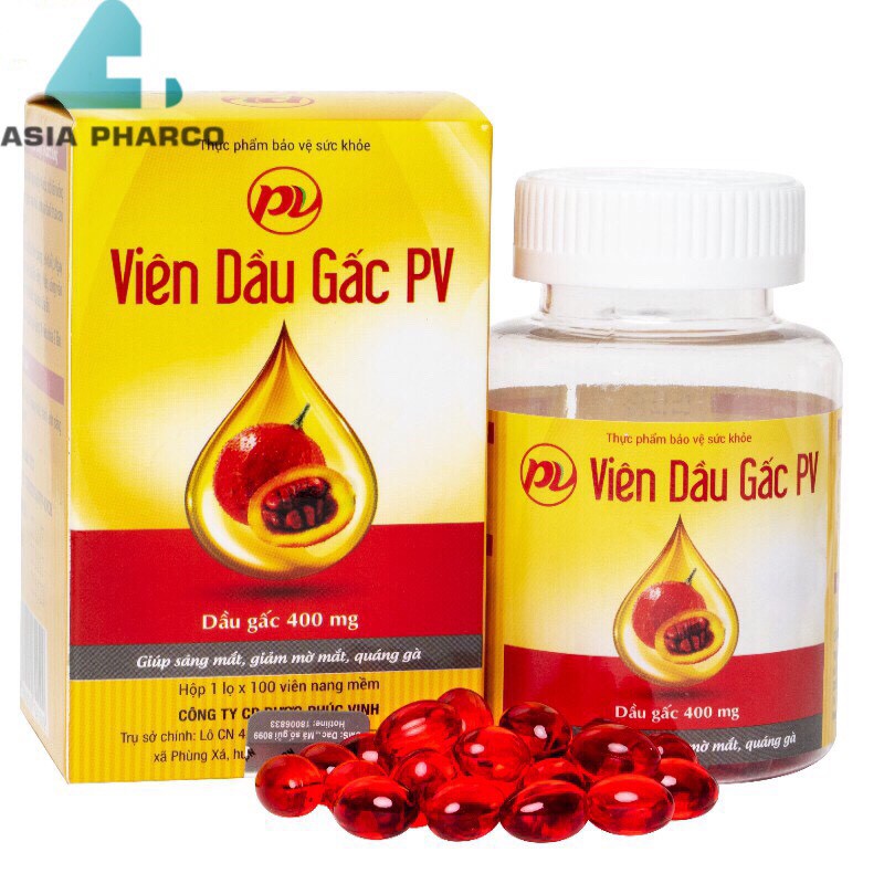 VIÊN DẦU GẤC PV - SÁNG MẮT - ĐẸP DA, CHỐNG LÃO HÓA