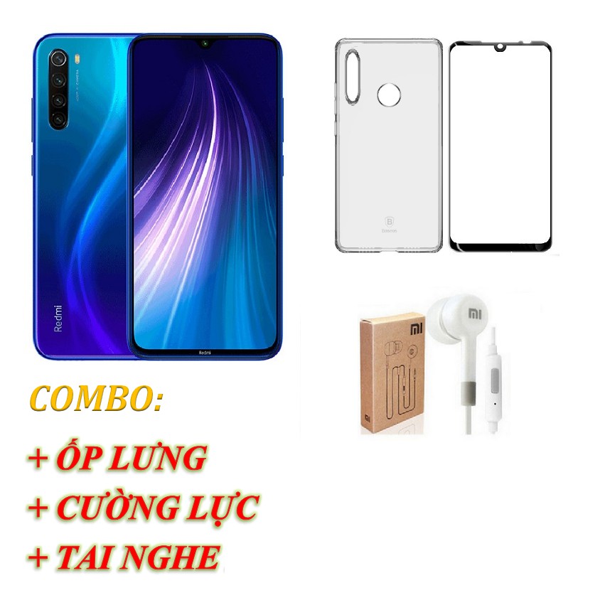 Điện thoại Xiaomi Redmi Note 8 4GB 64GB + Cường lực + Ốp lưng+ Tai nghe - nhập khẩu | BigBuy360 - bigbuy360.vn