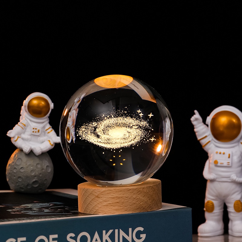 Quả Cầu Pha Lê Dạ Quang Hình Bầu Trời Đầy Sao Sáng Tạo Trang Trí Bàn Làm Việc