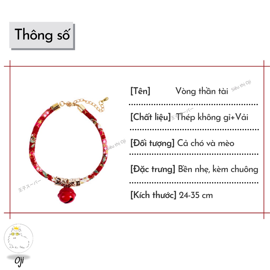 Vòng Cổ Cho Chó Mèo Phong Cách Nhật Bản, Kèm Chuông Thần Tài