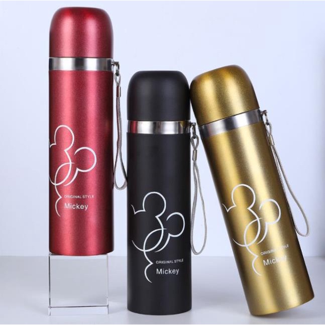 Bình Giữ Nhiệt Nóng Lạnh 500ml Hình Mickey Thiết Kế Đơn Giản Hiện Đại