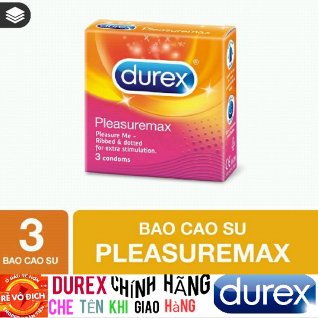 [ SIÊU RẺ ] Bao cao su Durex Pleasuremax 3 bao [ SHOP YÊU THÍCH ]