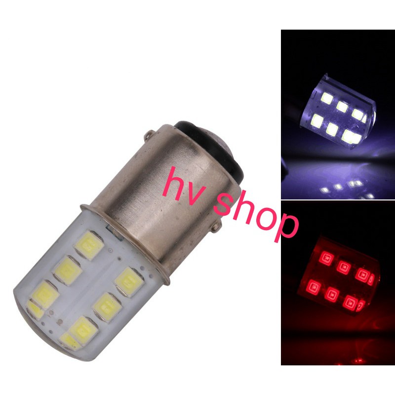 Led xe may bóng đèn led hậu chớp 12 tim smd gắn xe máy 1157