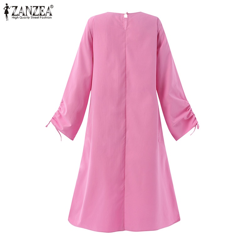 Zanzea Vintage Solid Color Áo dài tay trên cho phụ nữ Hồi giáo