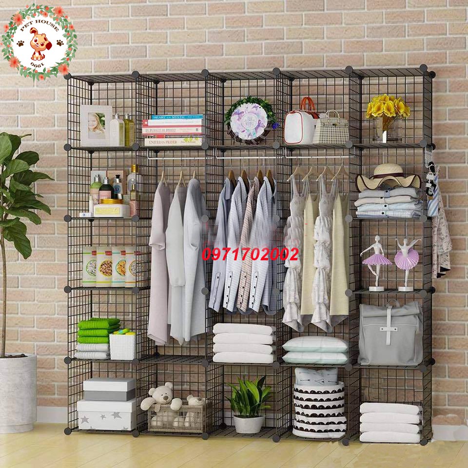 Kệ tủ treo quần áo ngăn nắp gọn gàng, tháo lắp dễ dàng( tặng kèm 3 thanh móc treo )