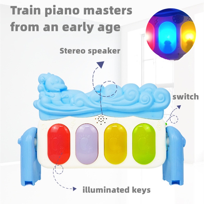 Thảm đồ chơi SABUY giáo dục tập thể thao có giá đỡ phát nhạc và bàn phím piano cho bé tập bò