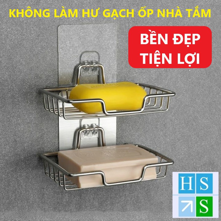 KHAY XÀ BÔNG inox dán tường giá treo đựng đồ nhà tắm tiện lợi kệ đựng xà phòng siêu dính thép không gỉ - HS Shop Đà Nẵng