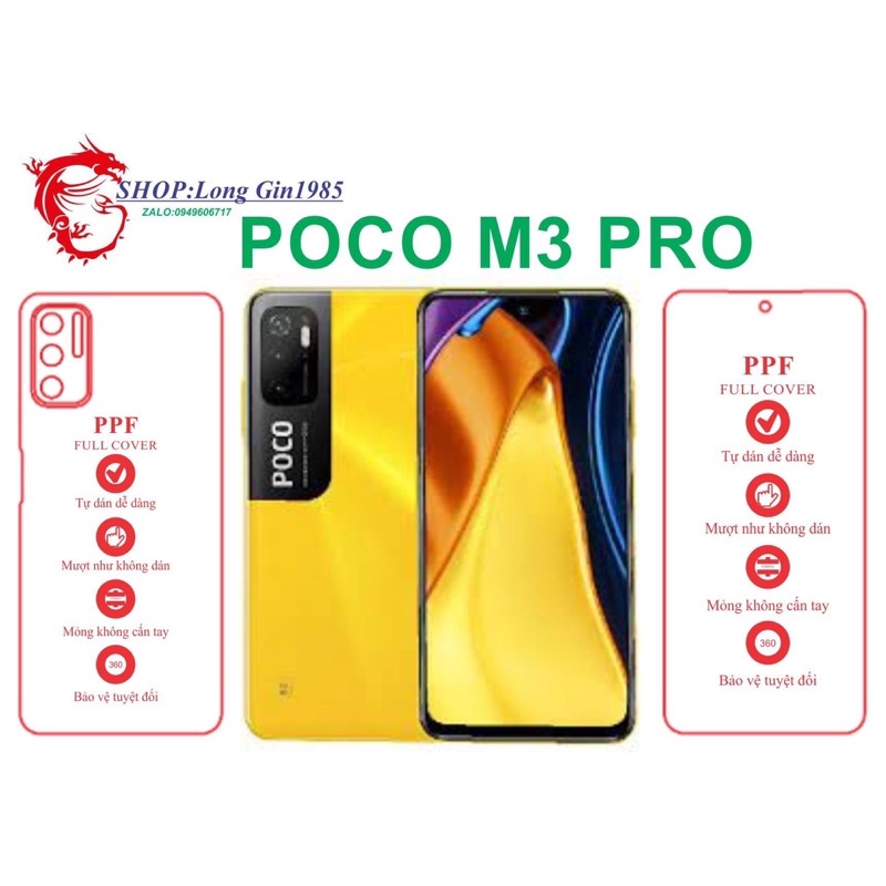 POCO M3 PRO miếng dán trong Ppf mặt sau và mặt trước chống va đập chống trầy xước