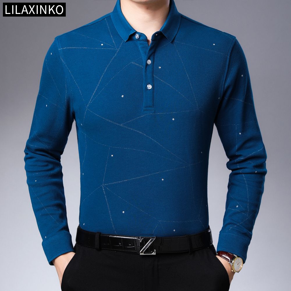 Áo Thun Polo Cotton Tay Dài Kẻ Sọc 3 Màu Thời Trang Thu Đông Cho Nam