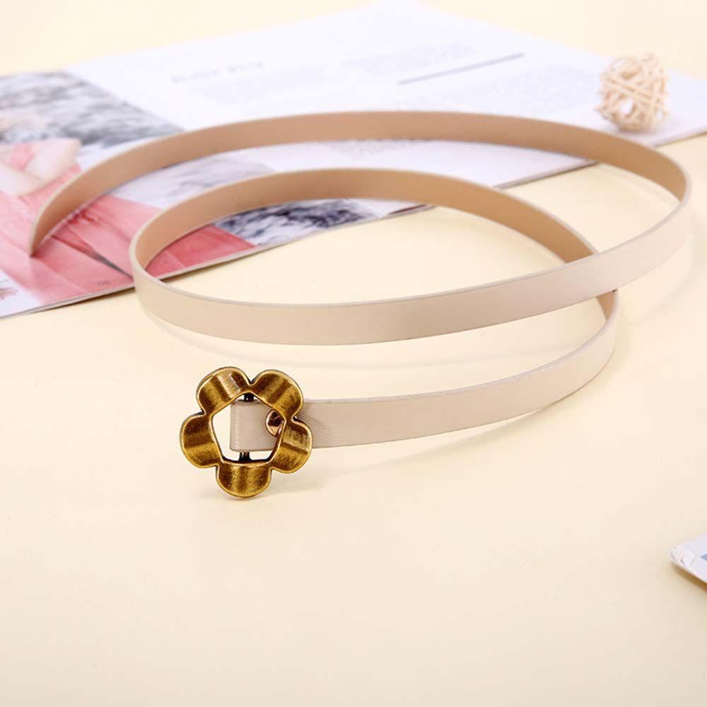 Thắt Lưng Da PU Mỏng Co Giãn Nhiều Màu Sắc Phối Khóa Cài Hình Hoa Màu Kẹo Đơn Giản Thời Trang Cho Nữ