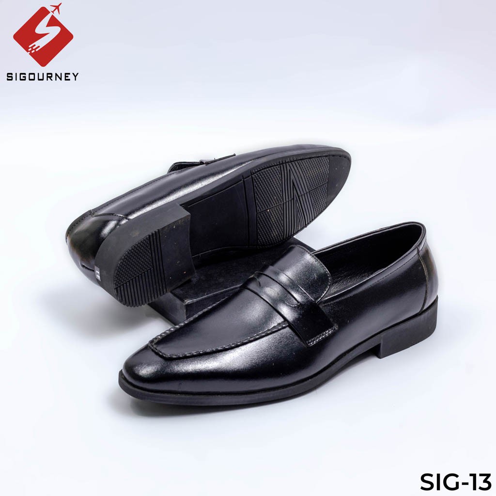 Giày loafer nam da bò cao cấp nhập khẩu nguyên tấm SIGOURNEY SIG-13 màu đen