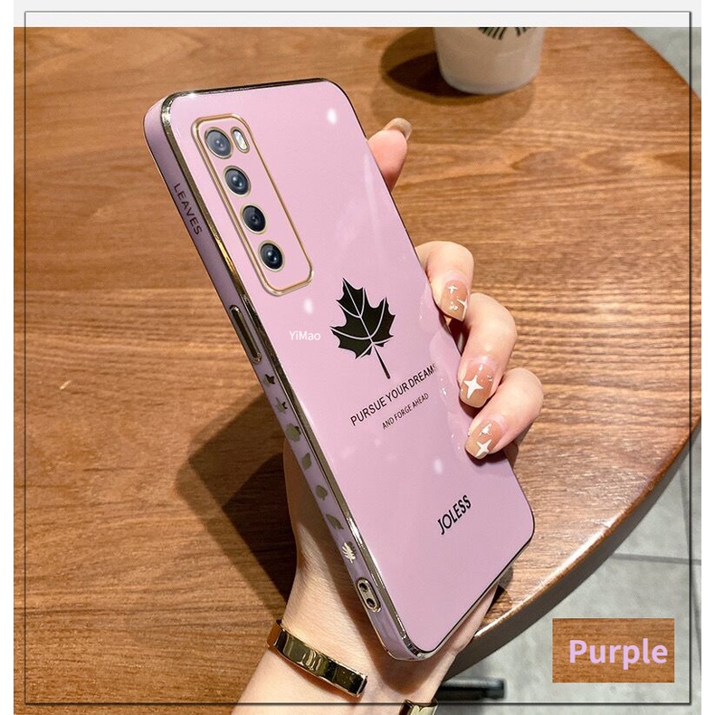 Ốp Điện Thoại Hình Vuông Họa Tiết Lá Phong Cho Vivo 1907 1920 1919 1818 1819 1935 1938 1915 1901 1906 1902 1903 1904