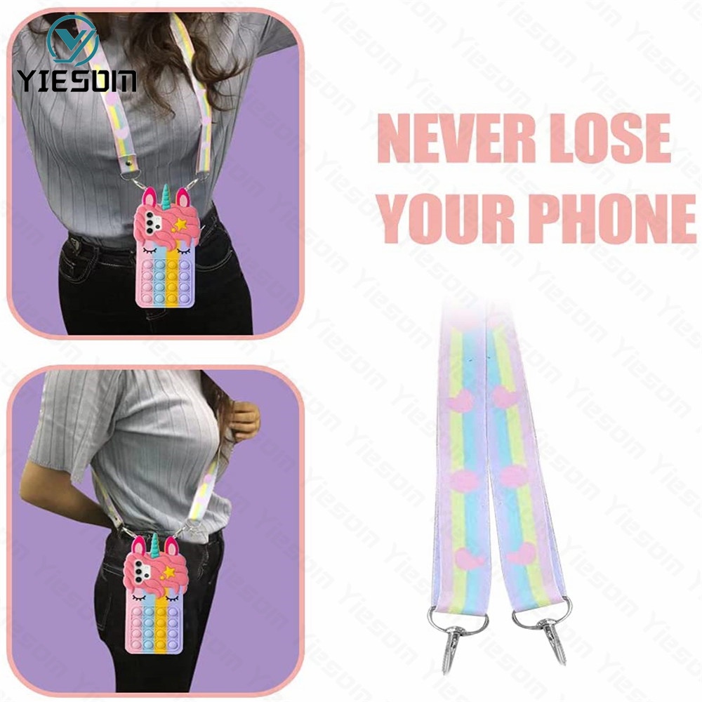 Ốp Điện Thoại Hình Kỳ Lân Cầu Vồng Gắn Dây Đeo Cho Samsung Galaxy A01 A02 A02S A11 A12 A21S A31 A51 A71 A32 A52 A72 A70 A20