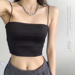 Áo thun borip croptop hai dây sợi bún màu trơn - mã: 90 tv-fashion