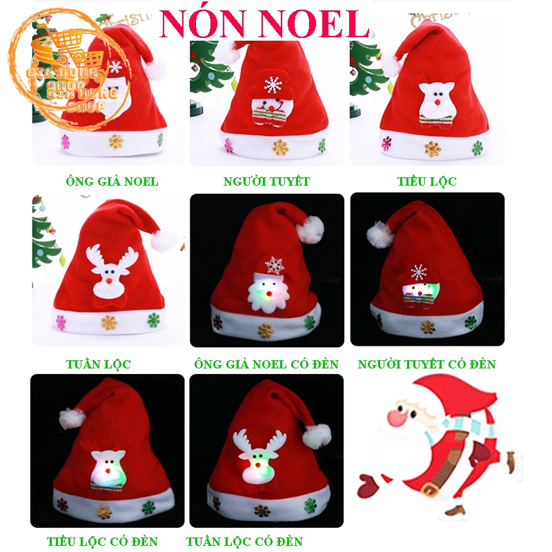 Mũ Giáng Sinh, Nón Ông Già Noel Có Đèn Led Người Lớn Trẻ Em Nhiều Mẫu Đẹp