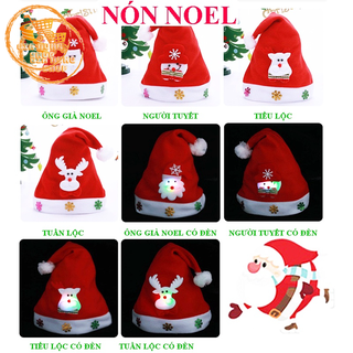 Mũ giáng sinh, nón ông già noel có đèn led người lớn trẻ em nhiều mẫu đẹp